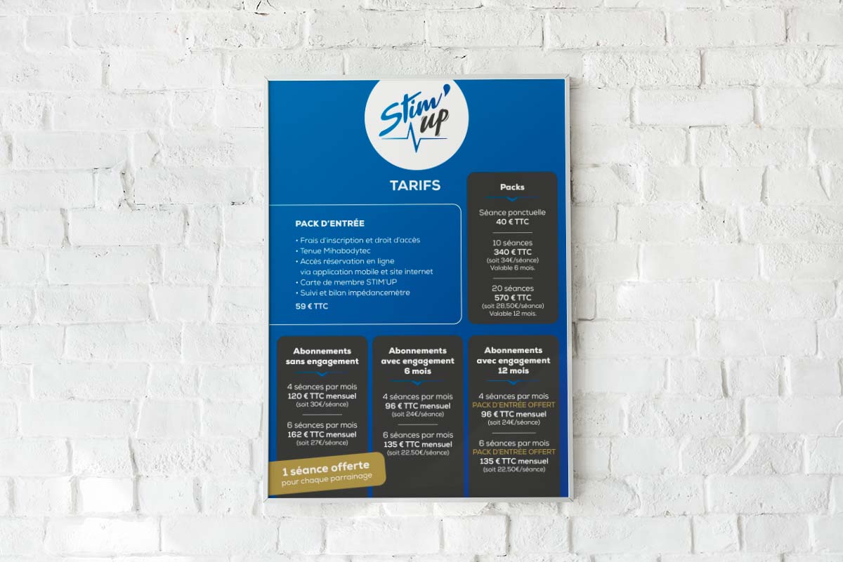 stim up affiche tarifs